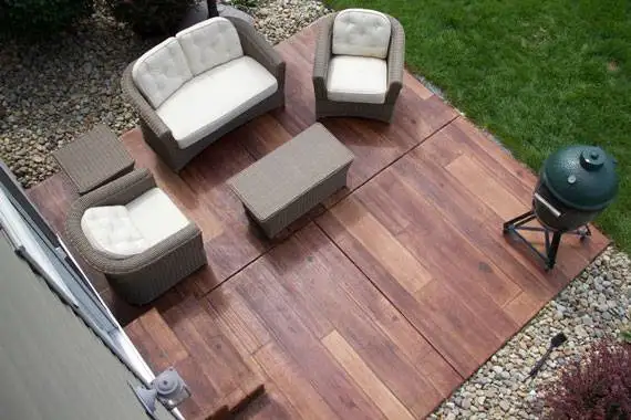 Rustic Concrete Wood Backyard Patio
